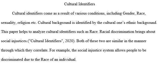 Describes the cultural identifiers discussed in the articles. Summarizes the historical background of the cultural identifiers and associated 1 Acu