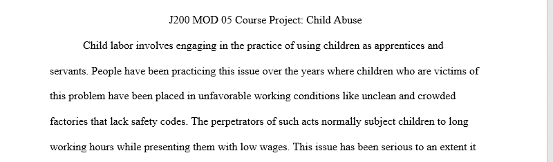 The final project should be a compilation of all of the "parts" so far (the revised assignments from Modules 02, 03, and 04) and this week's 1 Child 1