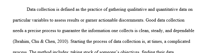 It is flexible requirement. The answer is related to research - data collection is acceptable. Write 350 words. 1 Data 2