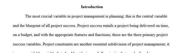 Reflect on the assigned readings (Project Management overview) and prepare two page paper regarding what you thought was the most important 1 Reflection