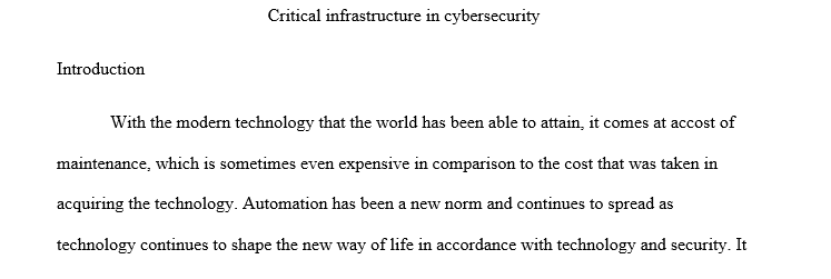 In the private and public sectors, owners of services and/or assets are responsible for the protection of items or infrastructures used to 1 cyber 1
