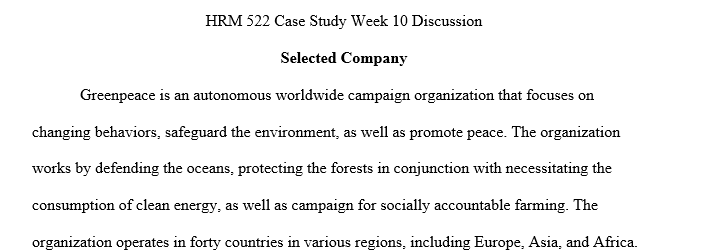 Use the Internet to research one (1) environmentally aware organization and its actions. Next, examine the selected organization’s 1 hrm 1