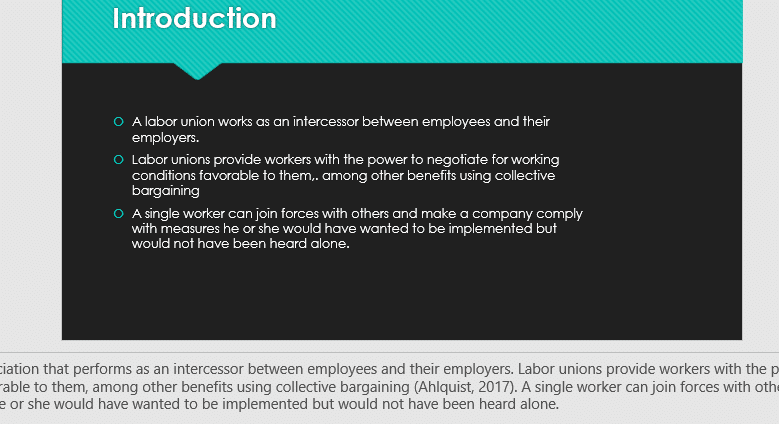 Identify the factors that have contributed to the reduction in union membership. Be sure to include the rationale you use in your speaker notes. 1 union 1