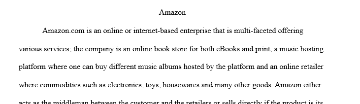 Write an initial post (200-250 words) List the company (Amazon) and benchmark firm (Walmart) you selected. Provide a brief overview 1 Amazon wal