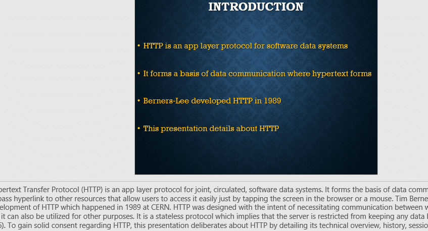 The Hypertext Transfer Protocol (HTTP) is an application layer protocol for distributed, collaborative, hypermedia information systems. 1 BIG