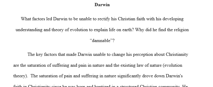 After reading the chapters on Darwin and Freud, and watching the YouTube videos, create a discussion post addressing the following: 1 Darwin