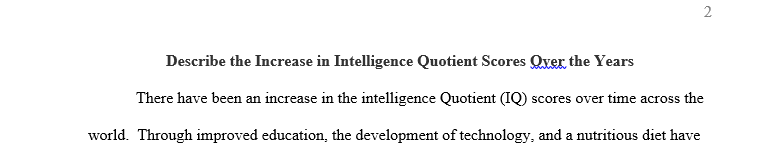Describe the increase in IQ scores over the years