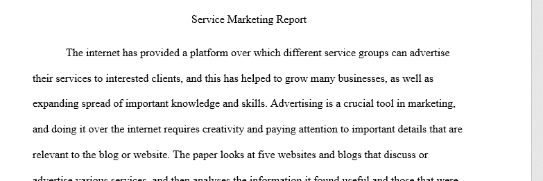 web search 5 journal/research articles that pertain to marketing a service (as opposed to a product). then we need to write a 3-5 page report 1 Marketing service