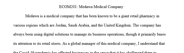Therefore, as the global manager of this Medawa medical company you are required to develop a detail strategy on the following: Introduction 1 Medical