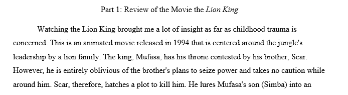 Complete a movie review focused on childhood/adolescent crises/trauma. Give your impression of the movie with only the briefest description 1 Movie