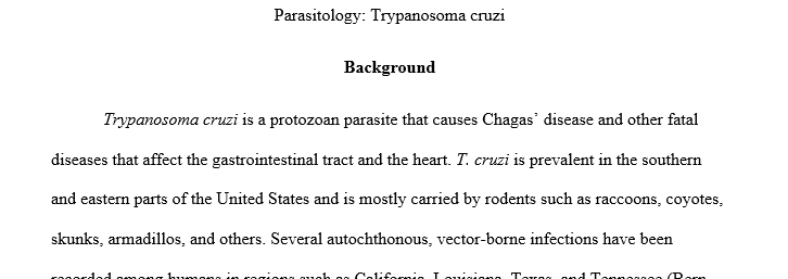 Please find and review an original research article on any topic in parasitology. Keep in mind that the article must be about a particular 1 Para