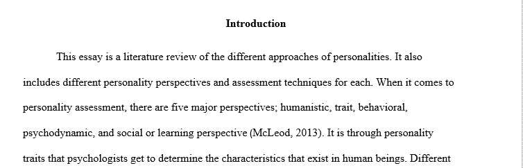 For this discipline-based literature review, you will research peer-reviewed articles that were published within the last 10 years in the 1 Personality