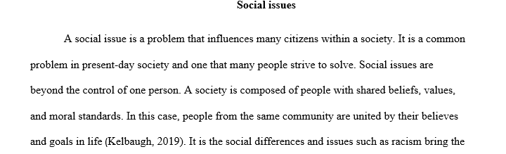 Select one U.S. urban city in America of your choice and identify four social problems that exist in that city and then discuss how one 1 Social
