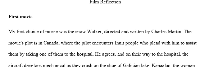 Write your reflection about the movies you picked to watch (at least 150 words). Identify the movies, what concepts of Intercultural 1 Film