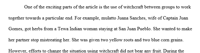 After reading the article (Intimacy and Empire: Indian-African Interaction in Spanish Colonial New Mexico, 1500-1800) write 1-3 paragraphs 1