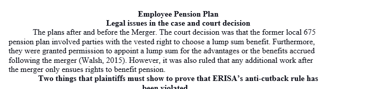 What were the legal issues in this case? What did the court decide? Which two things must be shown by plaintiffs to prove that there 1 plannnnnn