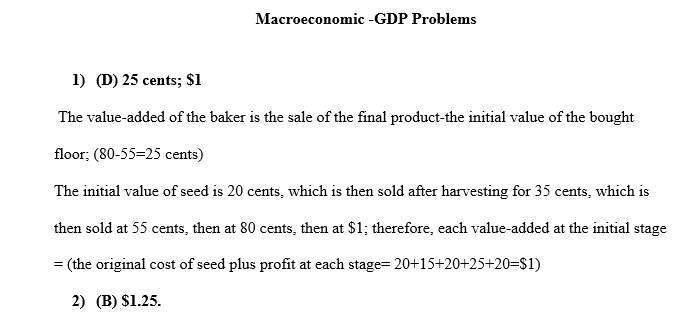 A farmer buys seed for 20 cents that is used to grow wheat. The farmer sells the wheat to the miller for 35 cents, and the miller makes 