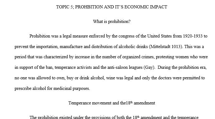 Prohibition & It’s economic impact: Some ideas to include, what is prohibition, 18th amendment, volstead act, women