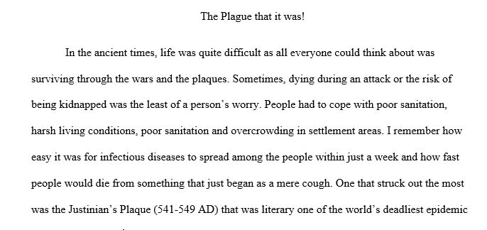 In 500-1000 words, tell the story of an epidemic (during our class' time-range}