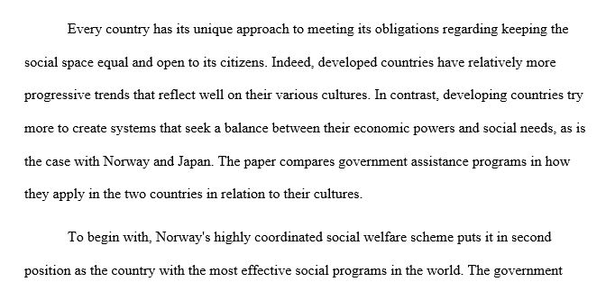 Choose a European country and a developing country and research their welfare systems/government assistance programs. How do the