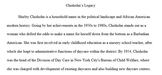 Provide an overview of what Shirley Chisholm