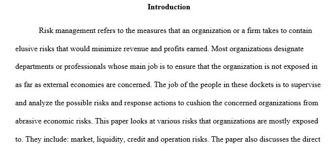 Write a 1,000-1,200-word analysis discussing financial risk concepts and assess the impact of the different financial risks on