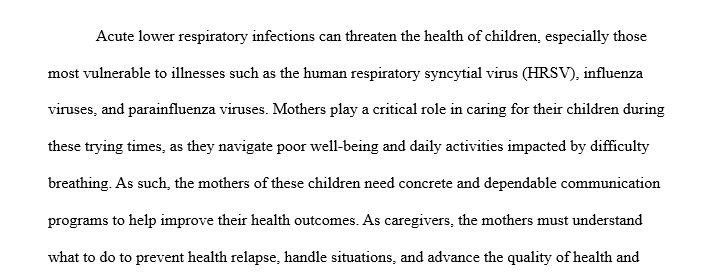 Apply effective Health communication Program for mothers of children with Acute lower respiratory tract infections?