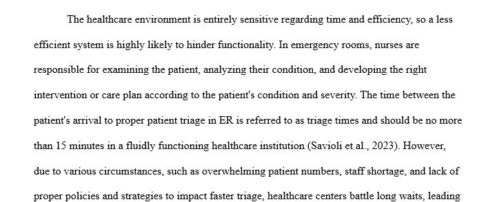 This is a Health sciences & Nursing assignment on How to Get Faster Triage Times in an Emergency Room. APA format