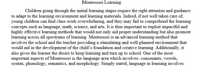 Write a brief introduction (approximately 3-4 pages) explaining the importance of the language area in the Montessori classroom and how