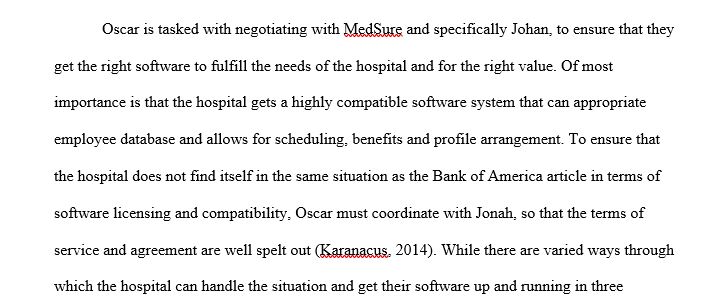 In your post, explain what policies and/or procedures Oscar should have in place to ensure the hospital does not violate any software