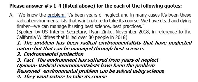 “We know the problem, it’s been years of neglect and in many cases it’s been these radical environmentalists that want nature to take its