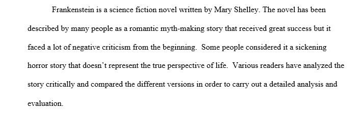 Describe Frankenstein Critical Analysis Essay - Grade Valley critical essays on frankenstein