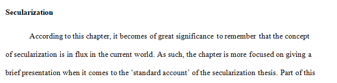 Present a short formal analysis of Chapter 3 entitled Secularization