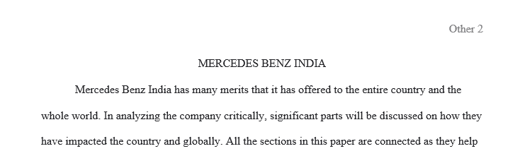 Marketing Management Based on Mercedes Benz India