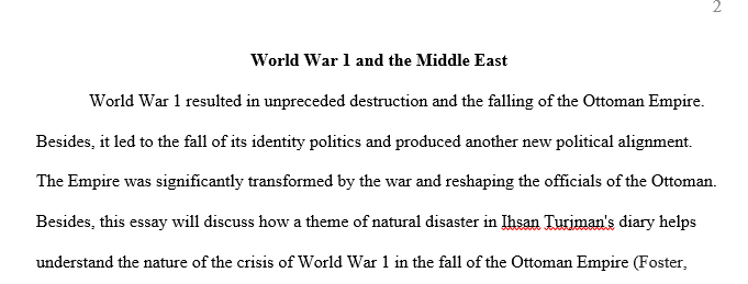 World War 1 and the Middle East Collapse of the Ottoman Empire
