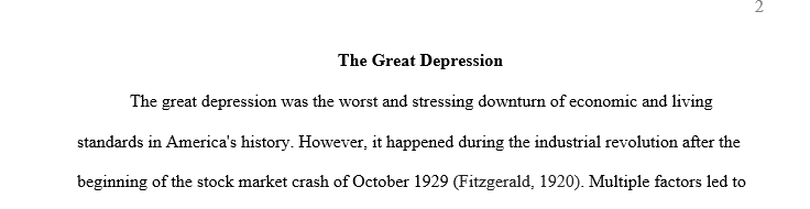 Write a discussion post about the great depression