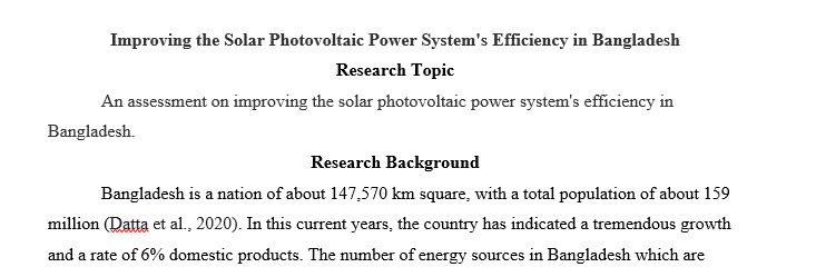An Assessment on Improving the Solar Photovoltaic Power System’s Efficiency in Bangladesh