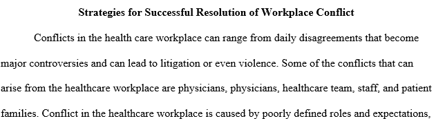 Strategies for Successful Resolution of Workplace Conflict