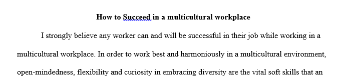 Research on the working in a culturally diverse work environment