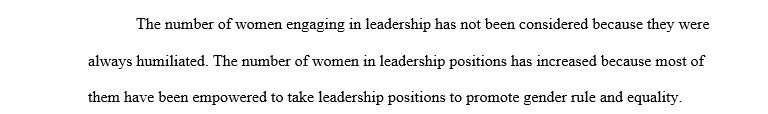 Write an essay on your analysis of the current issues related to women in leadership