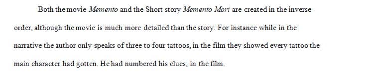Forms of Literature Memento film and Memento Mori short story