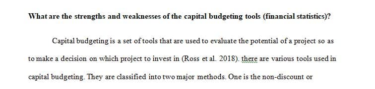 Capital Budgeting Tools