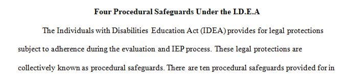 Discuss four procedural safeguards that are available to parents of children eligible for coverage under the I.D.E.A.
