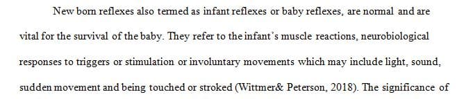 How do the reflexes help the survival of the infant