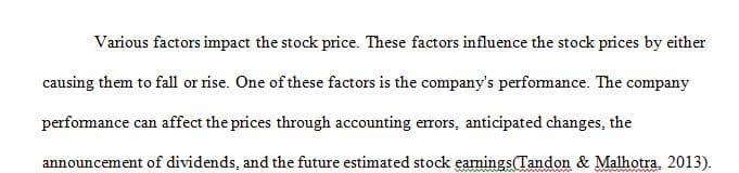 Impacts to Common Stock Prices