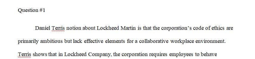 A Critique of Lockheed Martin.