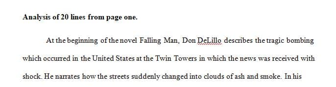 Choose a passage from Falling Man 1 Choose a passage from Falling Man