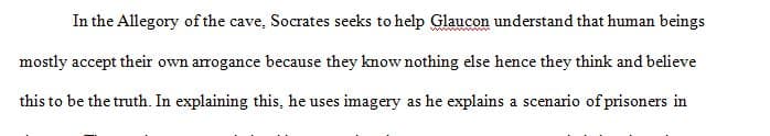 Compose a two page written connection between the Allegory of the Cave