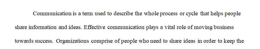 Describe the essential characteristics of business communications. 1 Describe the essential characteristics of business communications.