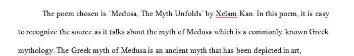 Does the poem has a recognizable source in myth or legend 1 Does the poem has a recognizable source in myth or legend